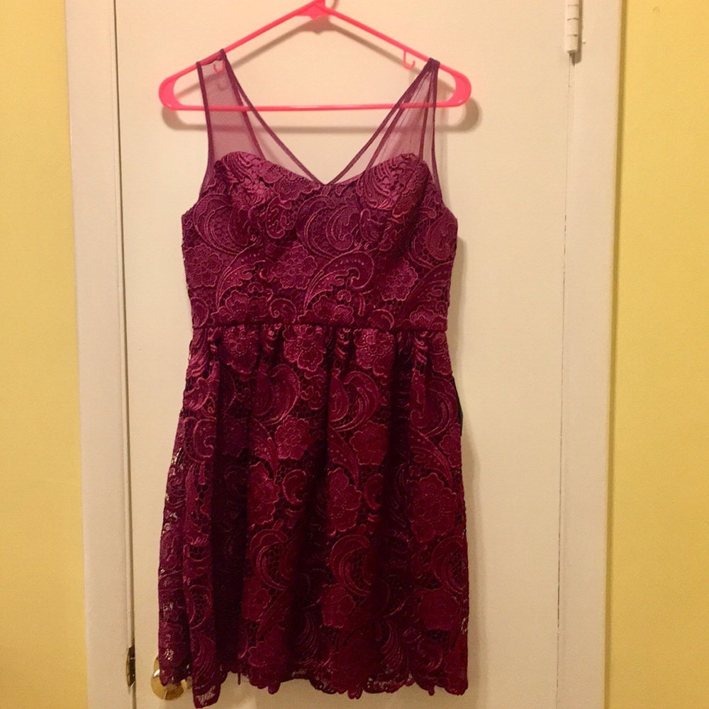 NWT Adrianna Papell Crochet Overlay Cocktail Dress
